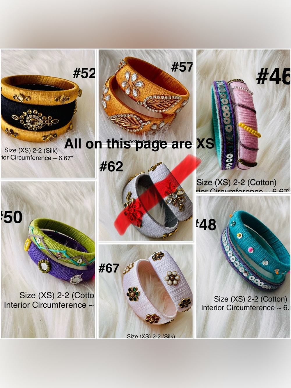 🎡🎡Handmade Silk or Cotton Wrapped Bangle Set of your choice in various sizes - Picture 11 of 16